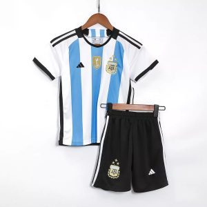 Camisetas de fútbol Argentina Tres estrellas Niños 1ª equipación 2022/23 – Manga Corta