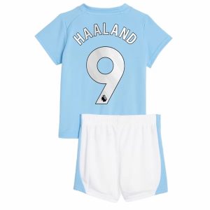 Camisetas de fútbol Manchester City Erling Haaland 9 Niños 1ª equipación 2023 2024 – Manga Corta