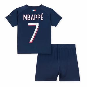 Camisetas de fútbol Paris Saint Germain PSG Kylian Mbappé 7 Niños 1ª equipación 2023-24